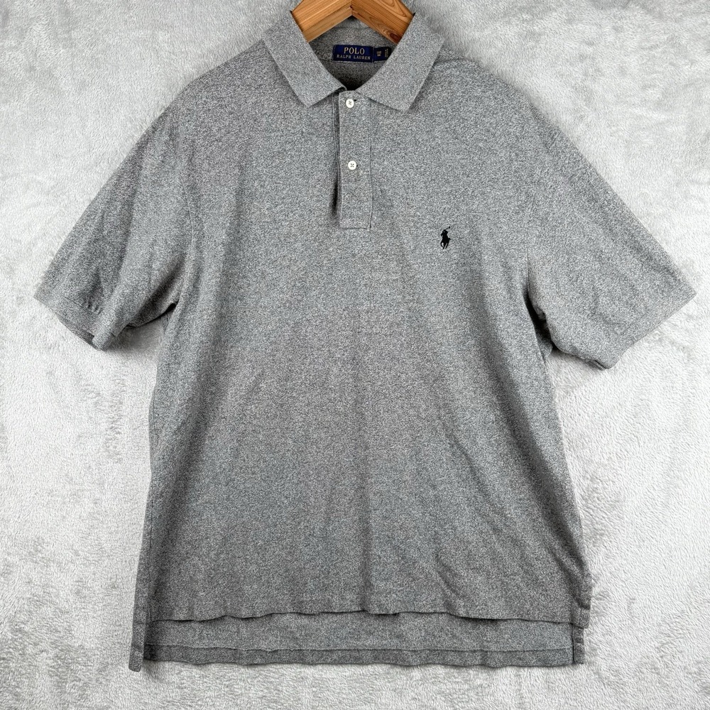 Polo Ralph Lauren Polo Shirt Mens 1X Big Gray S/S Preppy Black Pony Logo
